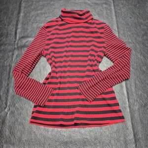 Striped Red and Black Turtleneck Top